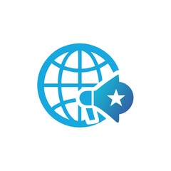 a conceptual image featuring a globe and a megaphone symbol, highlighting global communication and promotion