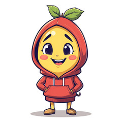  lemon cartoon character in a red jacket, vector style