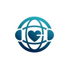 Fototapeta premium an abstract conceptual design representing global healthcare and wellbeing. The central heart symbol within a globe signifies care and compassion