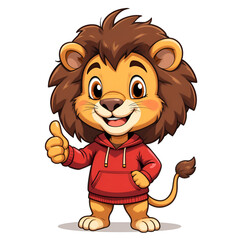 vector style lion cartoon character with a playful expression