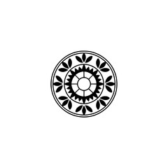 Black Circular Decorative Ornament on White Background