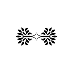 Fototapeta premium Elegant Black Floral Ornament on White, Decorative Vector Design