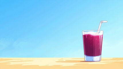 Summer Beach Drink, Refreshing smoothie on a sunny beach.