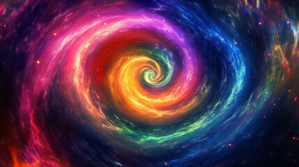 A neon-colored vortex spiraling infinitely into a cosmic void