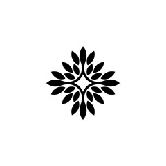 Minimalist Black Leaf Pattern on White, Nature-Inspired Logo Element