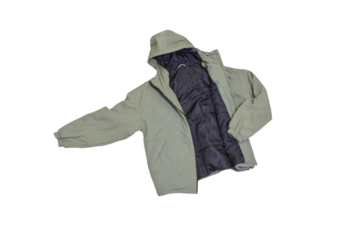 spring jacket isolated, men's jacket in light khaki on a white background, fashionable jackets for young people