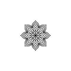 Minimalist Black Flower Mandala on White Background