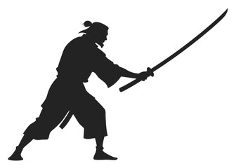 Obraz premium Samurai with Katana Silhouette