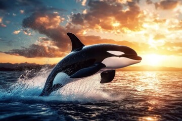 Obraz premium Stunning generative art of an orca in the ocean.