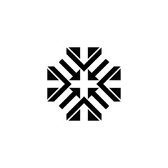 Geometric Arrow Convergence Logo, Minimalist Black & White Design