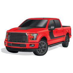 Red Pickup Truck Vector Illustration