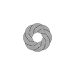 Abstract Intertwined Lines Logo on White, Modern Geometric Design