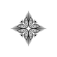 Elegant Geometric Ornament in Black on White, Minimalist Design