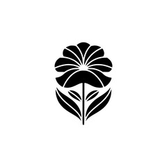 Fototapeta premium Minimalist Black Flower Logo on White Background