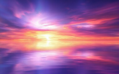 Fototapeta premium Artistic depiction of a sunset with vivid colors reflecting on the surface of the sea.