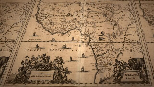 Decorative vintage map showing western and central Africa in detail