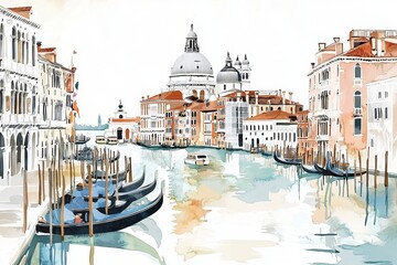Stunning watercolor painting featuring soft pastel shades of blue, pink, and orange.