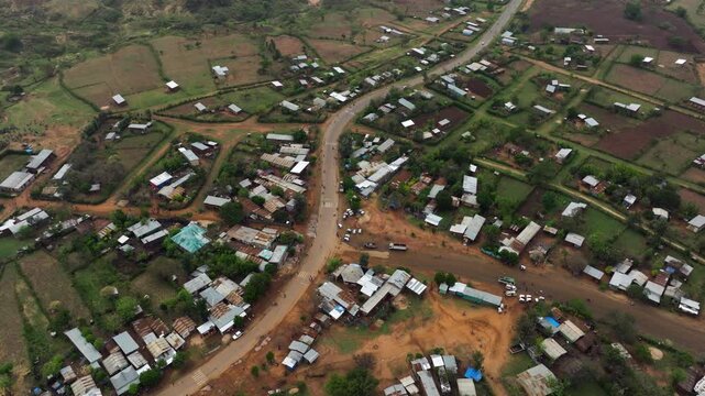 Panoramic Aerial View Of Kako Village In The Omo Valley, Ethiopia.