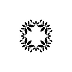 Minimalist Leaf Wreath on White Background
