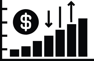 Graph Showing Increase and Decrease With Dollar Sign on Transparent Background