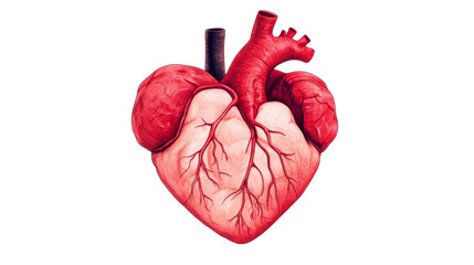 Anatomical heart illustration detailed medical drawing, cut out transparent