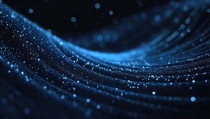 Abstract digital fabric with glowing particles