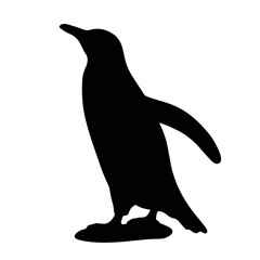 Graceful penguin silhouette gliding on ice, nature symbolism