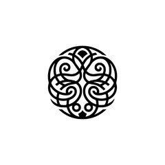 Celtic Knot Circle Logo Design - Ornamental Abstract Graphic Element