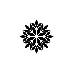 Elegant Black Floral Mandala on White Background