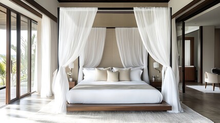 Luxurious Beachfront Bedroom with Canopy Bed
