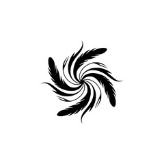 Fototapeta premium Swirling Black Feather Design on Light Grey Background