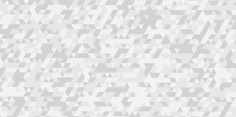 Abstract geometric white and gray background seamless mosaic and low polygon triangle texture wallpaper. Triangle shape retro wall grid pattern geometric ornament tile vector square element.