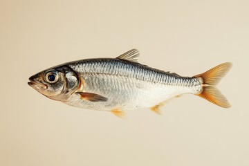Naklejka premium A single fish appears isolated against a solid light background