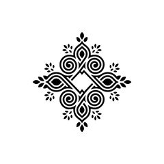 Elegant Black & White Ornamental Design: Floral Motif with Celtic Knots