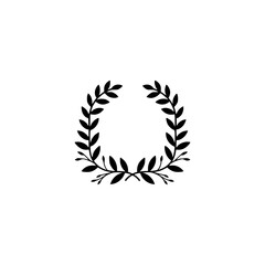 Obraz premium Simple Black Laurel Wreath Logo on White Background