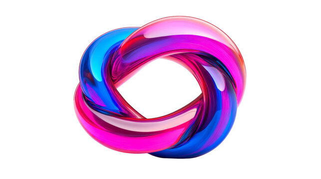 Colorful torus knot, 3D render art object, design element, cut out transparent - Powered by Adobe