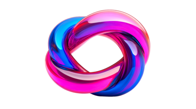 Colorful torus knot, 3D render art object, design element, cut out transparent