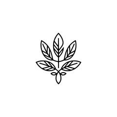 Minimalist Leaf Logo: Simple Botanical Design on White