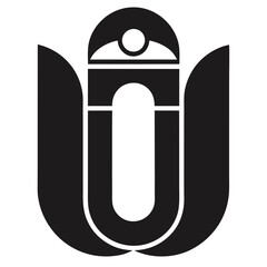 black abstract letter U icon with arch shaped