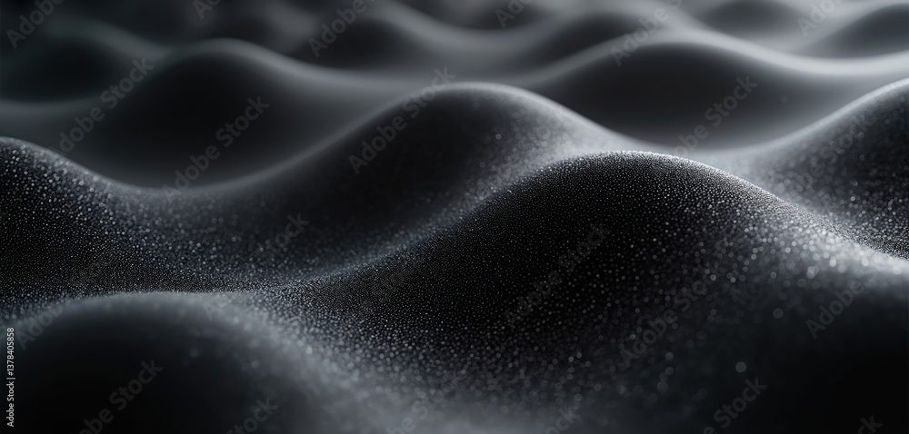 Poster abstract, high-tech black surface with wave pattern. minimalist design, smooth lines. digital render