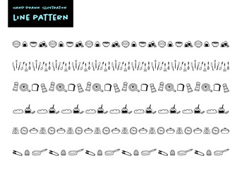 シンプルな手書きのかわいいキッチンイメージ飾り罫セット