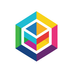 Abstract Colorful Cube Outline on Transparent Background for Modern Design