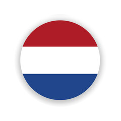 Netherlands national flag in circle shape isolated on white. Illustration