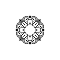 Elegant Black and White Floral Mandala Design on Light Gray Background