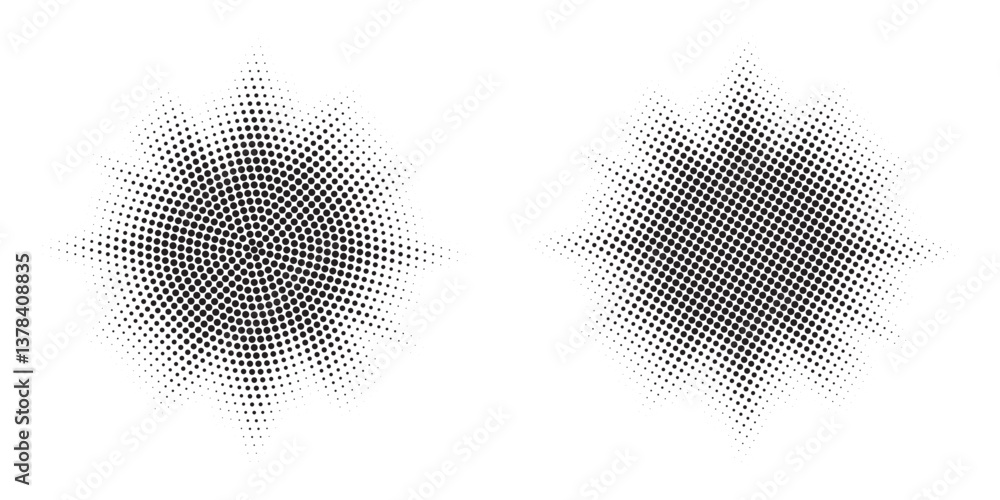 Aufkleber burst halftone light effect. glowing light burst halftone circle. abstract grunge halftone dots back