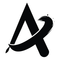letter A brush stroke typography vector
