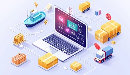 Obraz premium Global logistics network management system