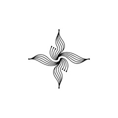 Minimalist Floral Ornament: Black Lines on White Background
