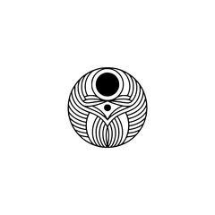 Geometric Abstract Owl Logo: Minimalist Black & White Design