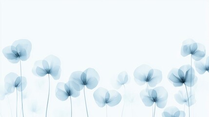 Obraz premium Gentle breeze in a flower field nature scene soft blue hues artistic background serene vibe tranquil concept for relaxation